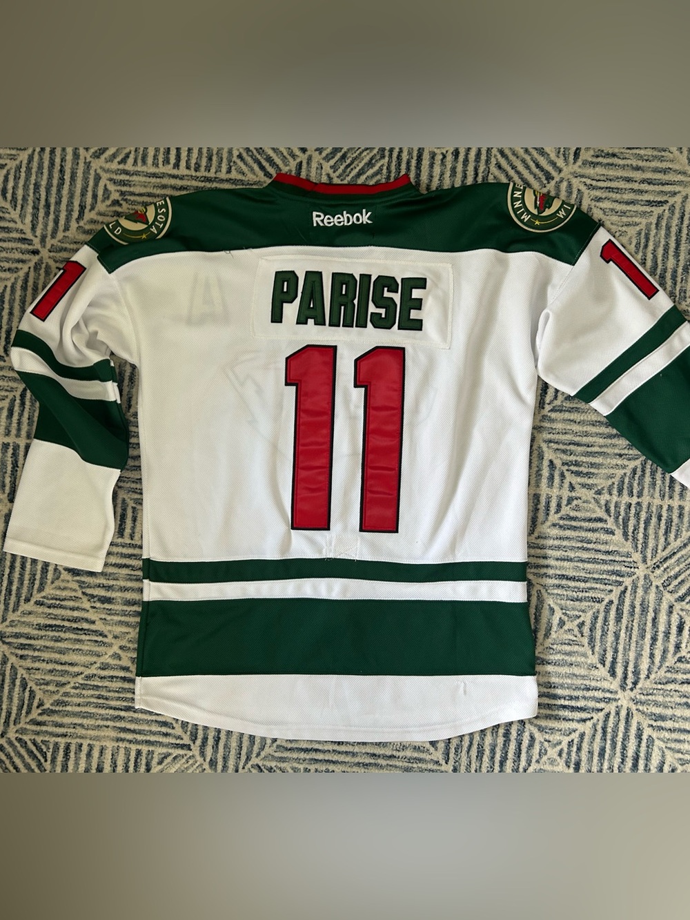 CCM RBK Authentic Center Ice MN WildHockey Jersey Detail Green, White, Red - Picture 3 of 7